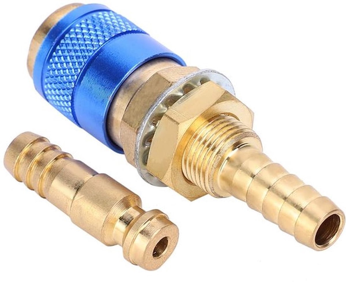 8 mm Watergekoeld en Gasadapter Bevestigingsset voor MIG TIG Lastechniek - Snelle Koppeling (Blauw)
