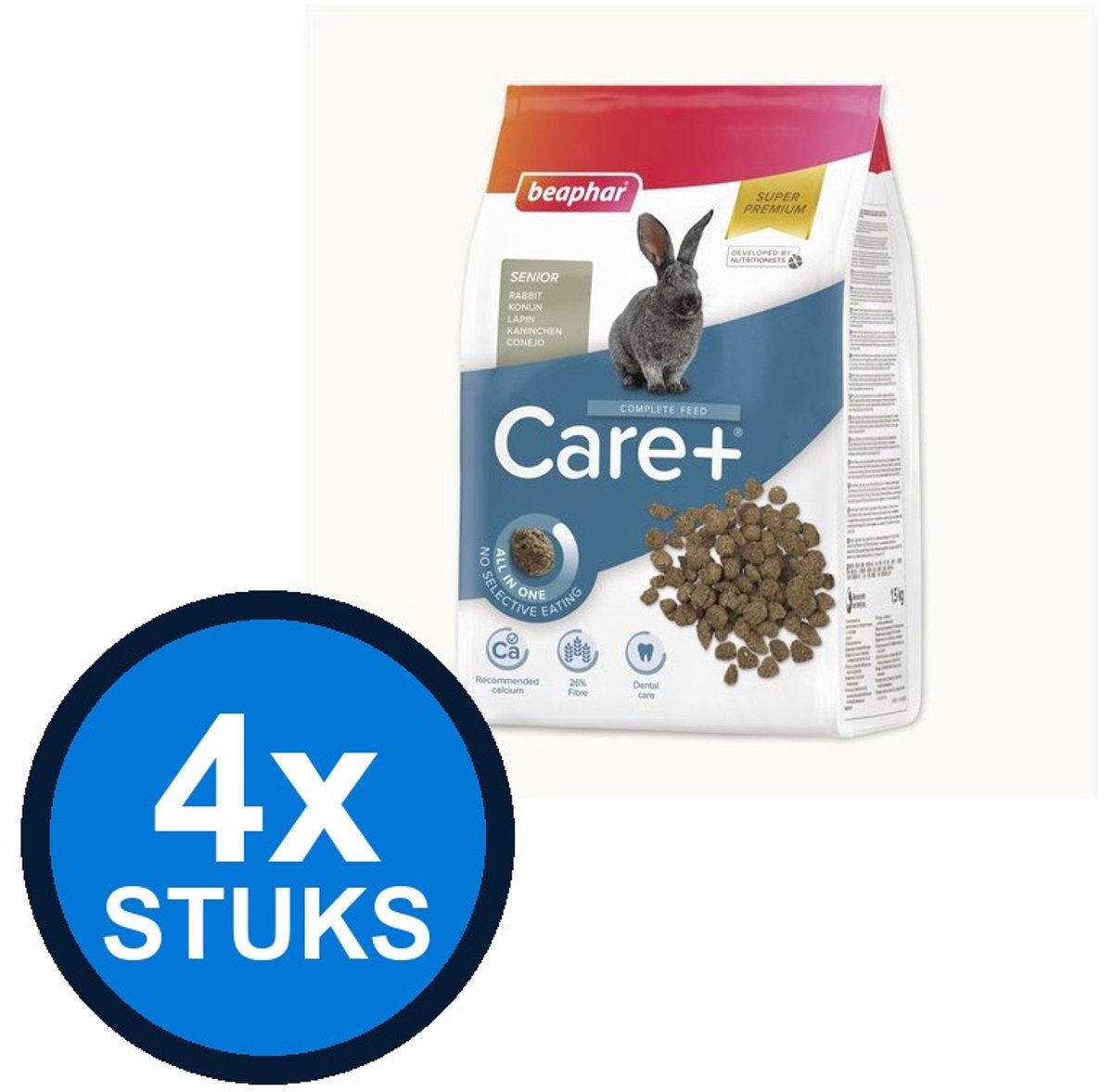 4x Beaphar - Care+ konijn senior 1,5kg - Knaagdierenvoer - 1.5 kg
