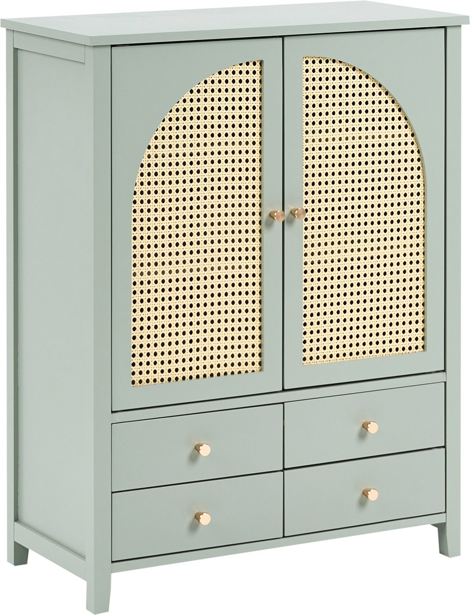 BENDIGO - Schoenenkast - Mintgroen - MDF/Kunstrotan