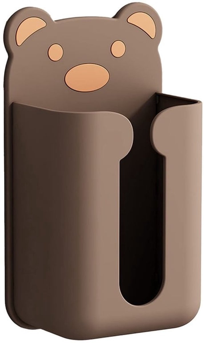 Tissuehouder, moderne plastic tissuehouder voor wandmontage, tissue-dispenser en vuilniszakhouder voor keuken, houdt zakdoekdozen (bruin)