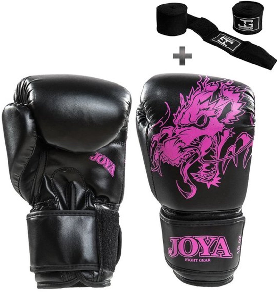 Joya Kinder Bokshandschoenen – Dragon Roze - 6 oz – PU Leer – Kickboksen & Boksen – Inclusief Bandage – Joya Fight Gear