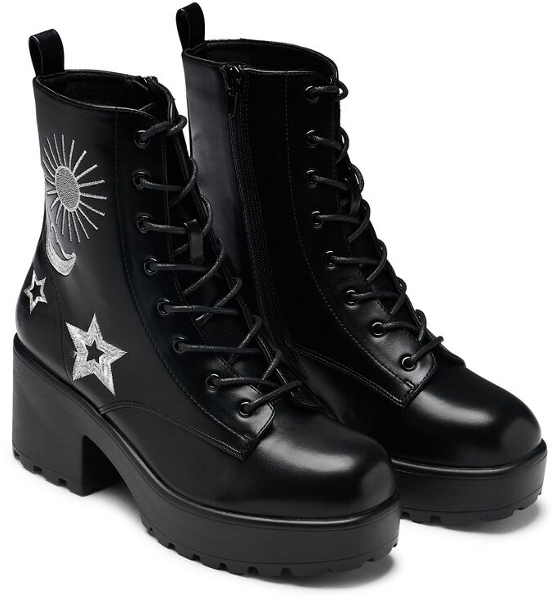 KOI Astro Silver Star & Moon Chunky Dames Laars - zwart - EU37