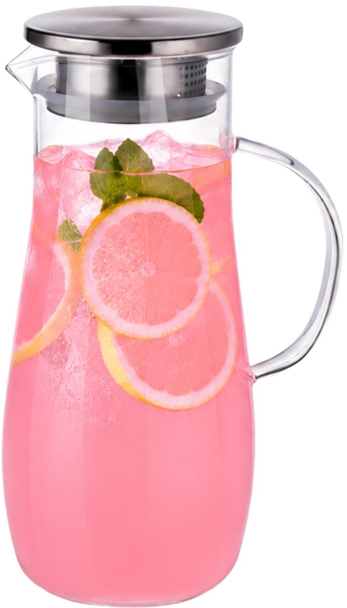 5Five Karaf - transparant - 1,4L - met handvat - glas - schenkkan/waterkan - incl filter