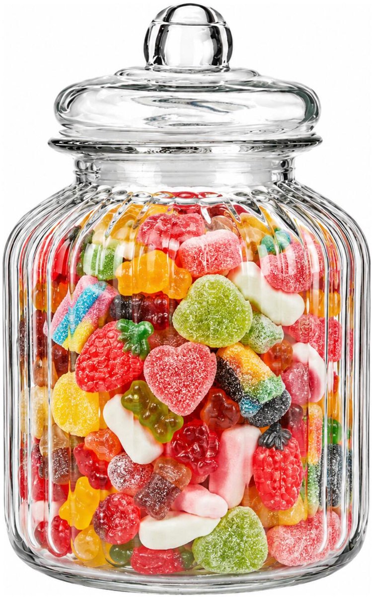Alessandro luxe voorraadpot - snoeppot - glas - met deksel - 3.5 liter - koektrommel - snoepjes - 17 x 27 cm