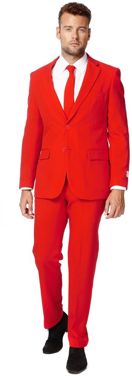 OppoSuits Red Devil - Heren Pak - Carnavalskleding - Mannen Kostuum - Rood - Feest - Maat 60