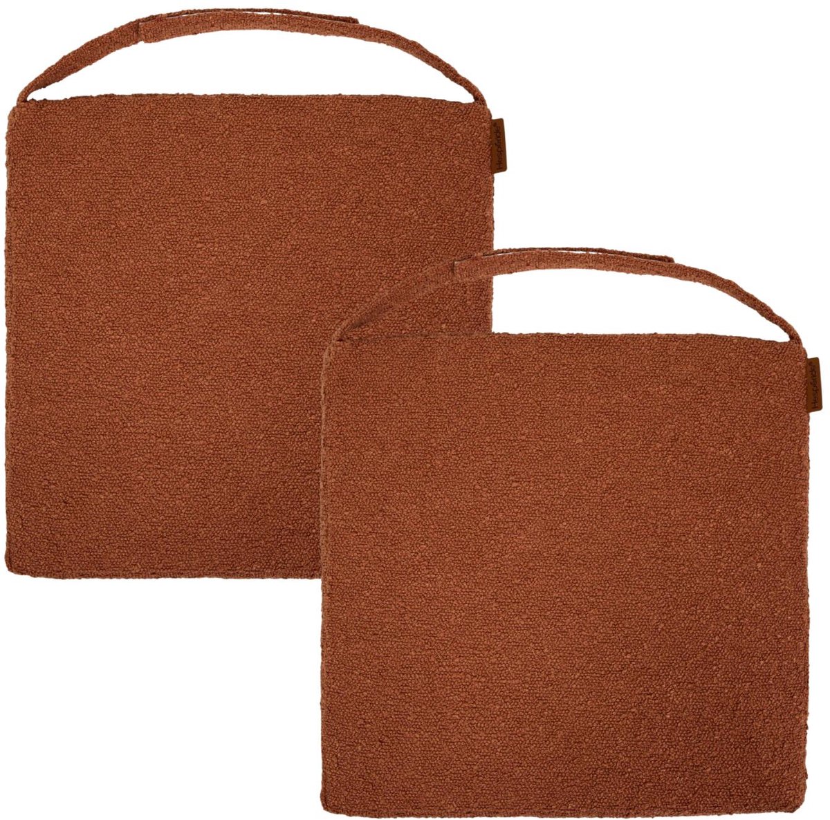 Hespiride stoelkussen Sofia - 2x - 40 x 40 x 4 cm - mahonie bruin - boucle - binnen/buiten