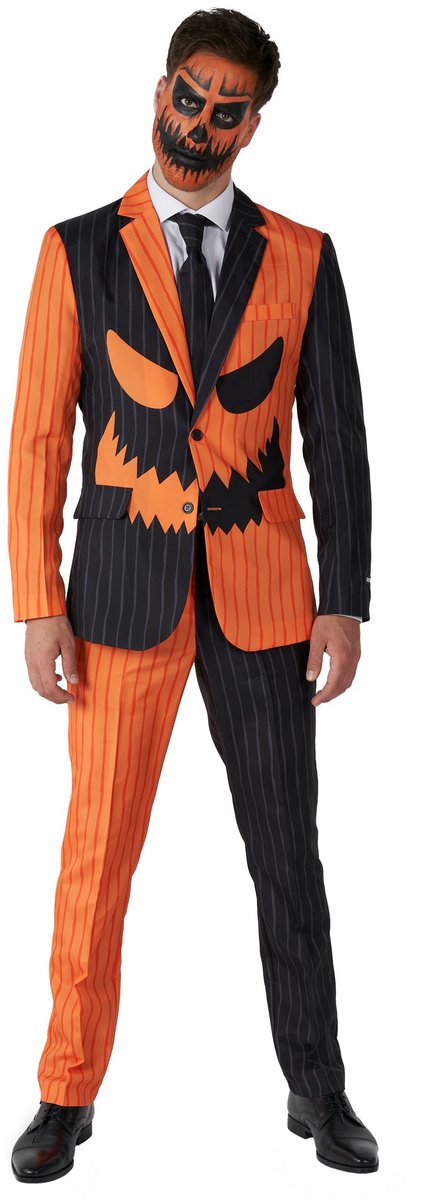 Suitmeister Pumpkin - Heren Pak - Halloween Kostuum - Verkleedkleding - Jack-O-Lantern Outfit - Oranje - Maat S