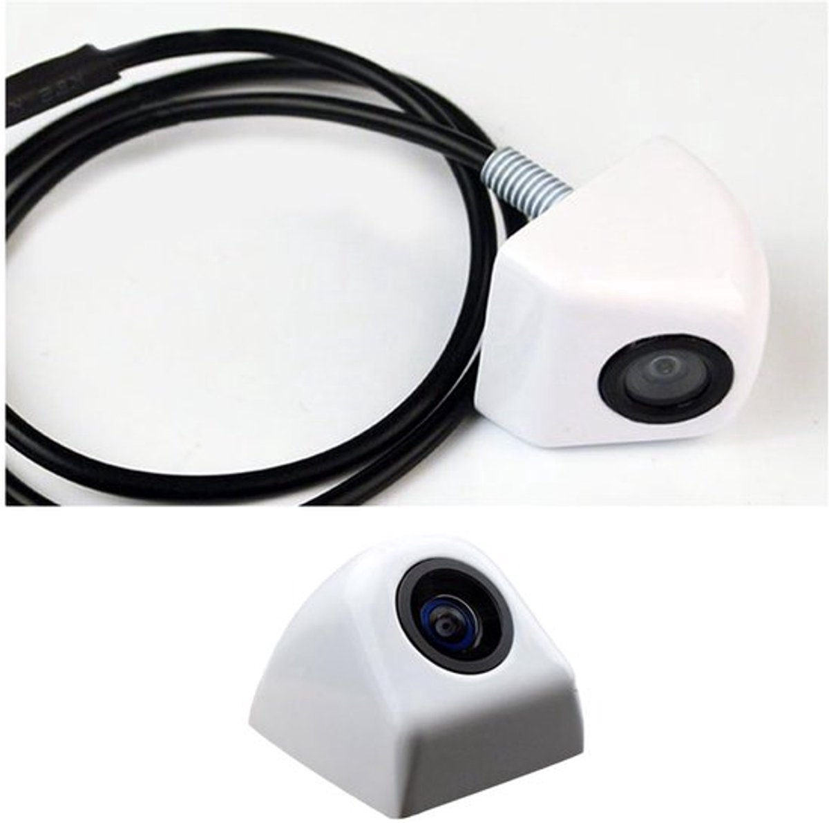 HD Achteruitrijcamera, universeel, 155 graden kijkhoek, 720p, achteruitrijcamera, waterdicht, voor auto, SUV, camper, aanhanger, caravan, bestelwagen, pick-up (wit)