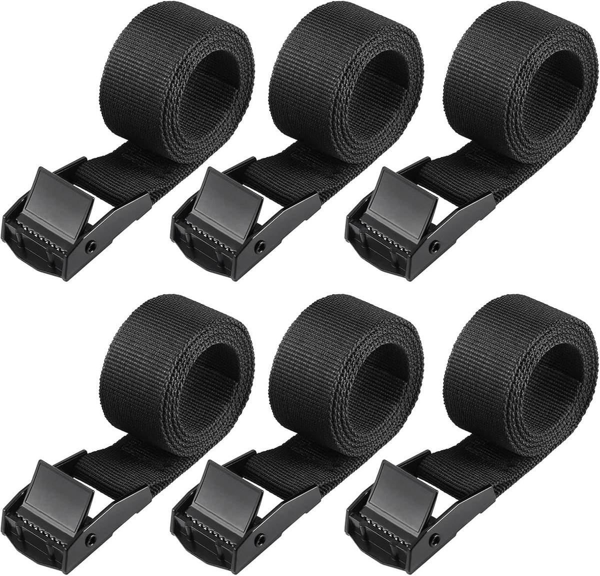 6 Stuks Ratchet Straps - Stevige Lashing Straps met Cam Buckle voor Motorfietsen, Fietsen en Bagage (65 x 2.5cm) - Duurzaam en Roestvrij