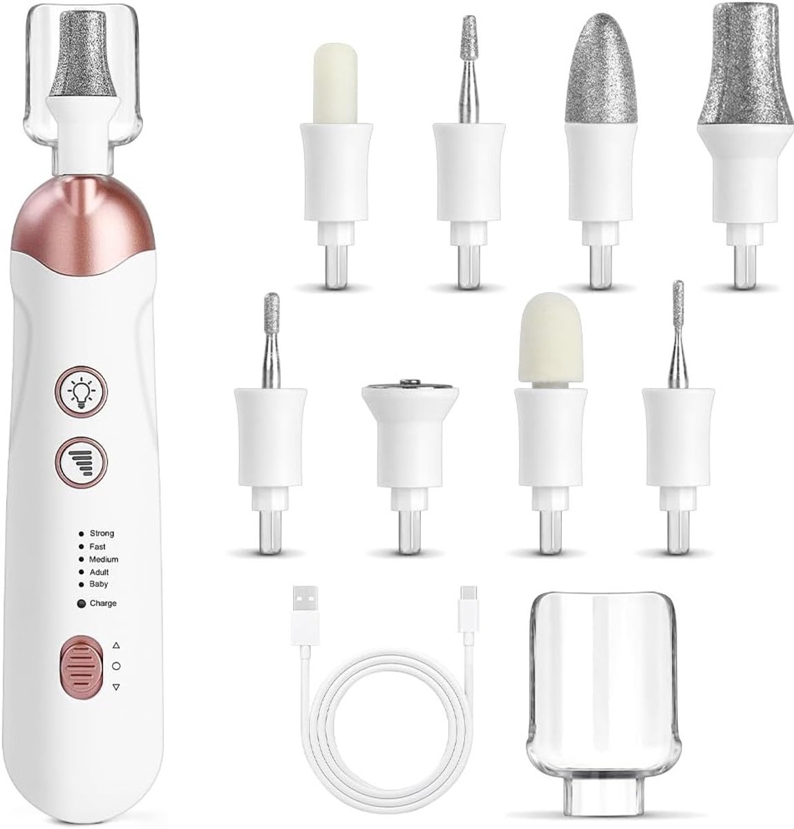 Draagbare Oplaadbare Elektrische Manicure Set met LED Licht en 5 Instellingen voor Professionele Nagelverzorging en DIY Manicure