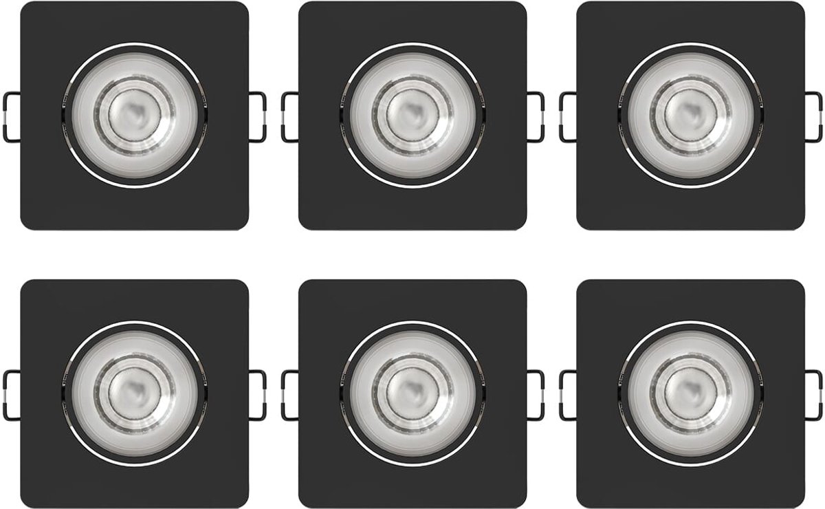 Modee LED Inbouwspot Vierkant - 4.8W 420 Lumen - 4000K Neutraal Wit - IP20 - Zwart - 6 stuks