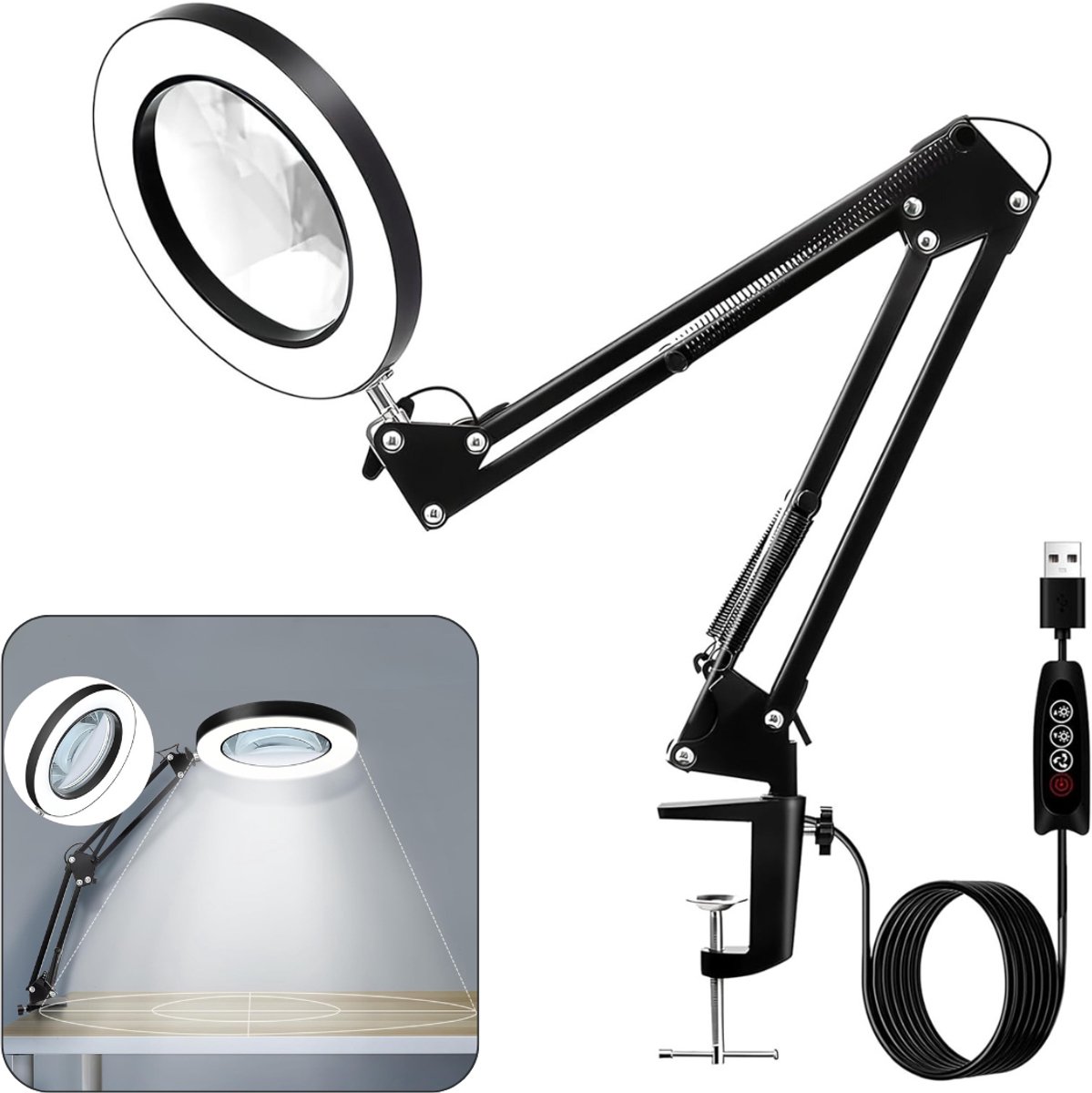 CLGP® Vergrootglas Met Licht - Leeslamp - Nauwkeurig Werk - Zwart