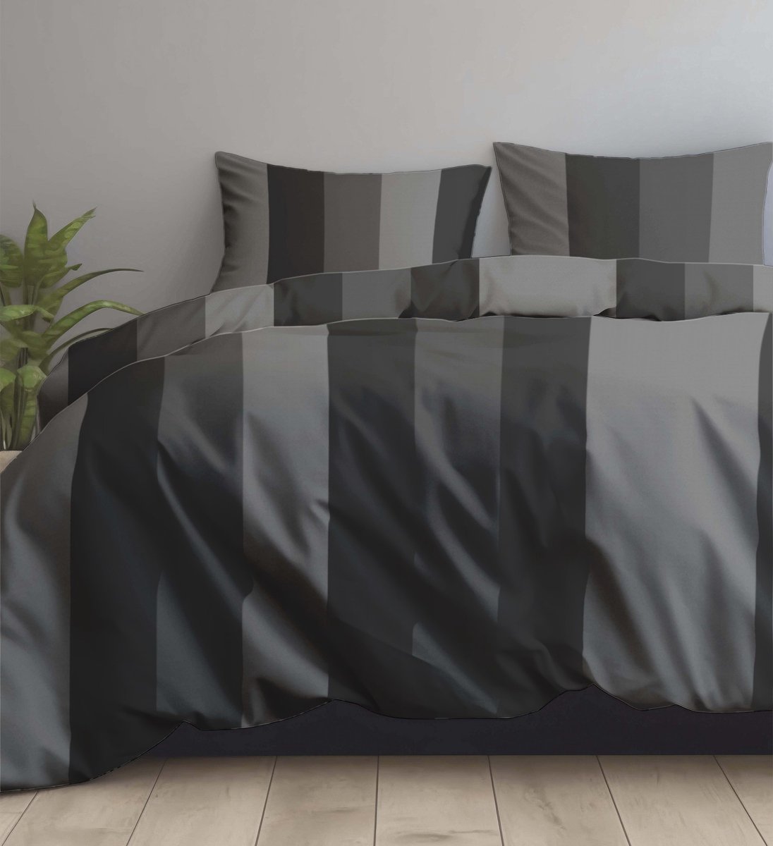 Lakenset Micropercal - 2 personen - Bovenlaken en onderlaken - 4 stuks - Black Lines