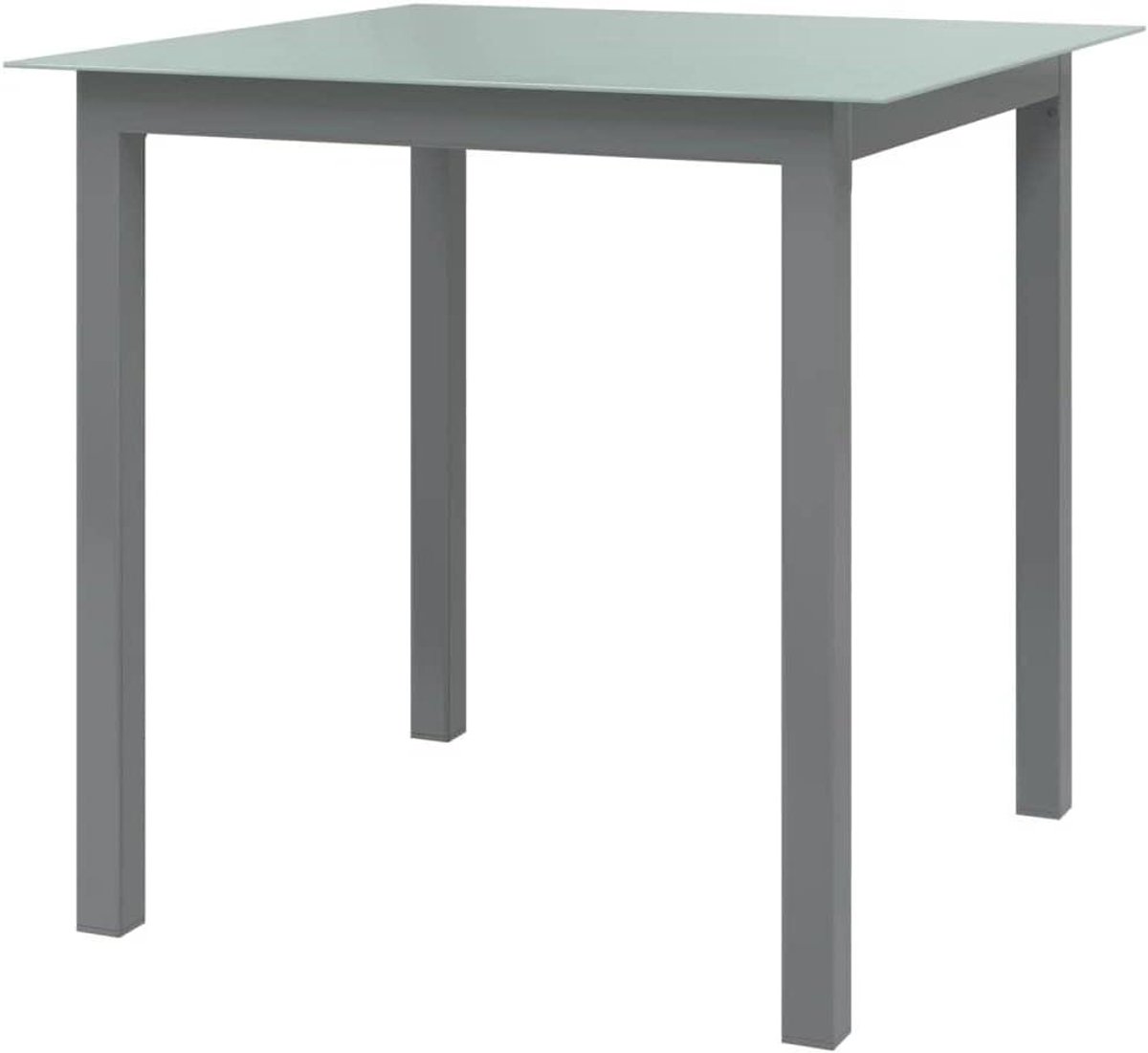 Aluminium tuintafel - Glazen tafel - Buiten dineren - Onderhoudsvriendelijk - 80 x 80 x 74 cm - Lichtgrijs