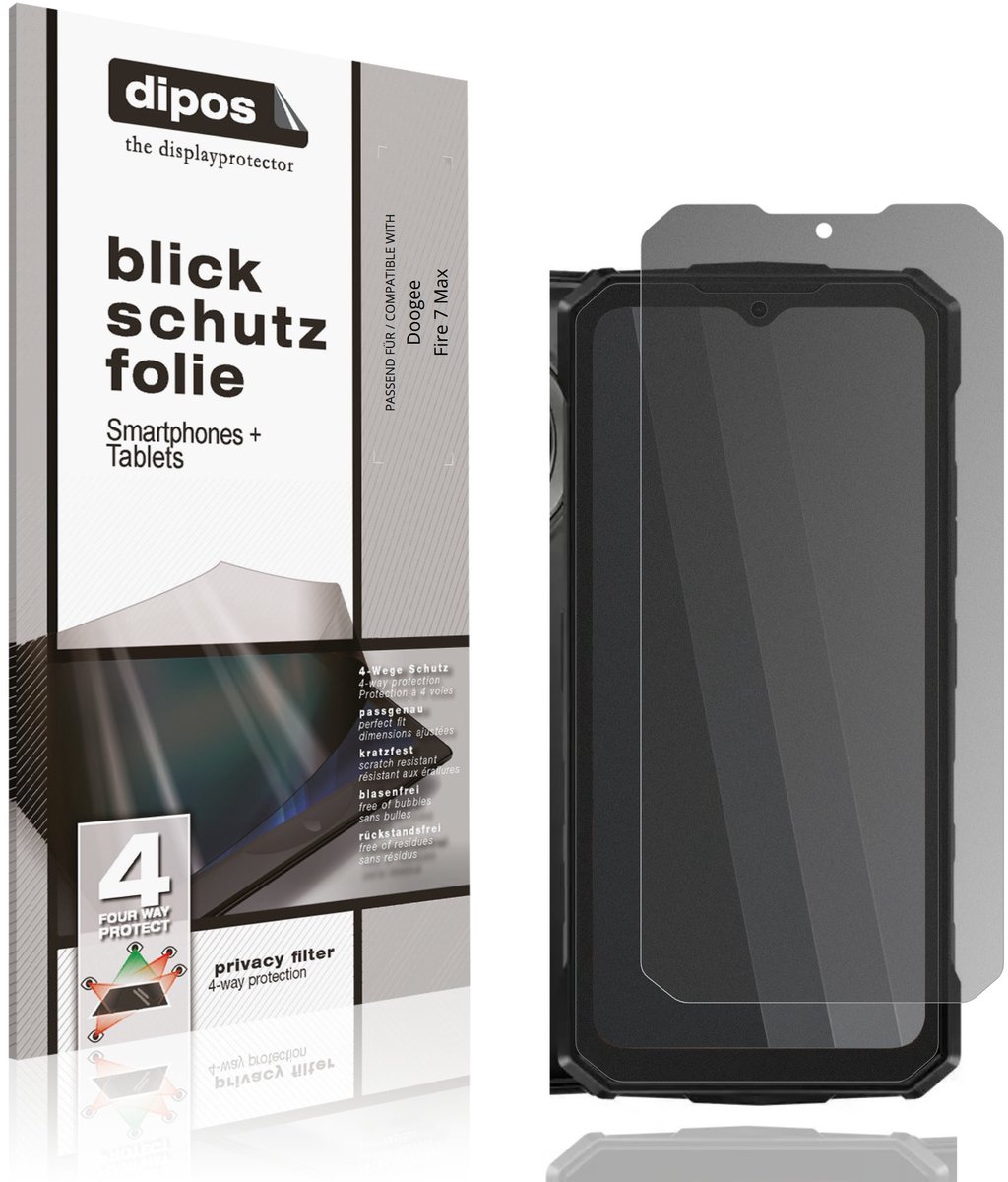 dipos – Matte Privacy Screenprotector geschikt voor Doogee Fire 7 Max | Anti-Spy Beschermfolie