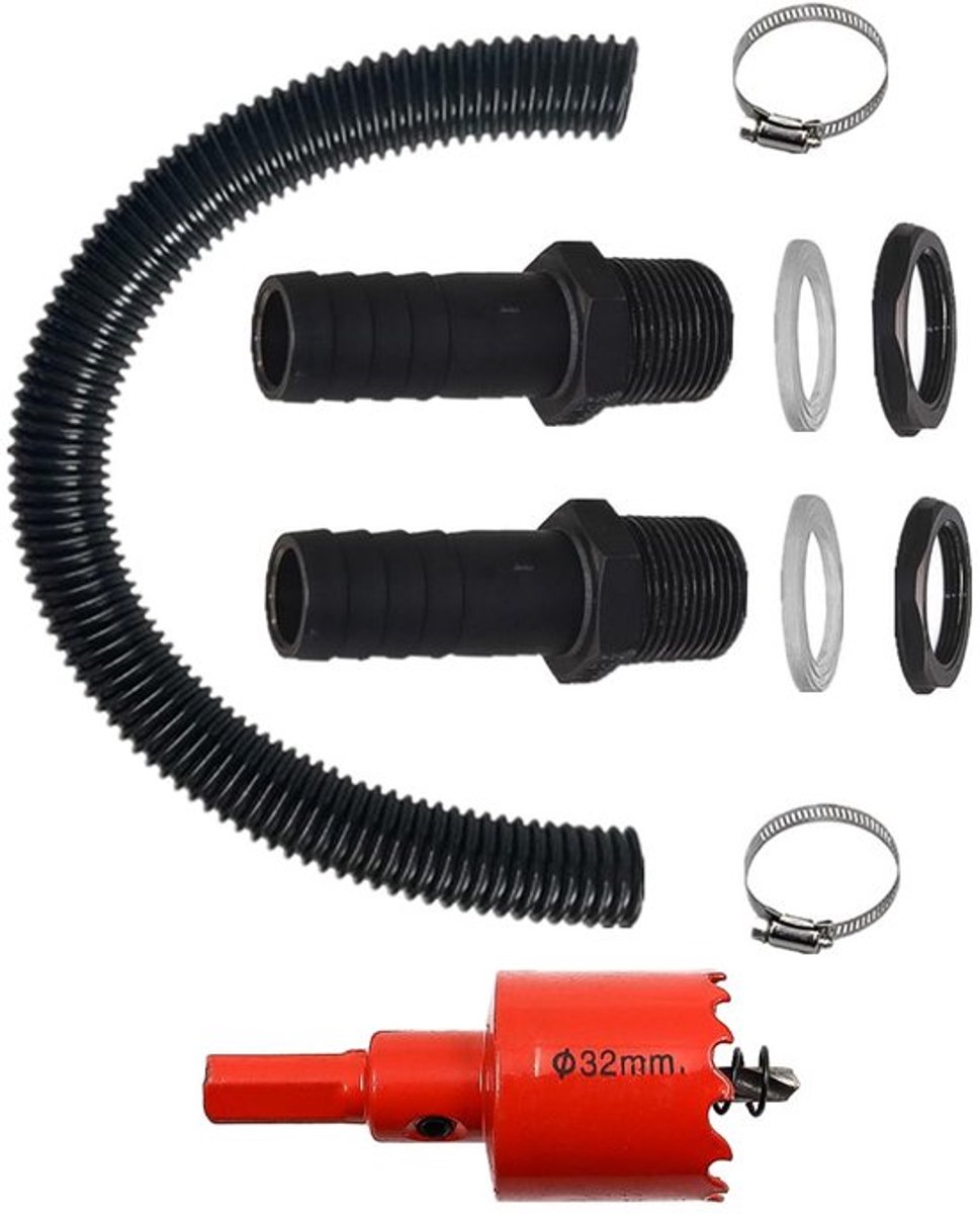 Rainwater slang aansluitset van 1 inch met waterjetconnector, nozzle en slang voor eenvoudig en effectief watertransport