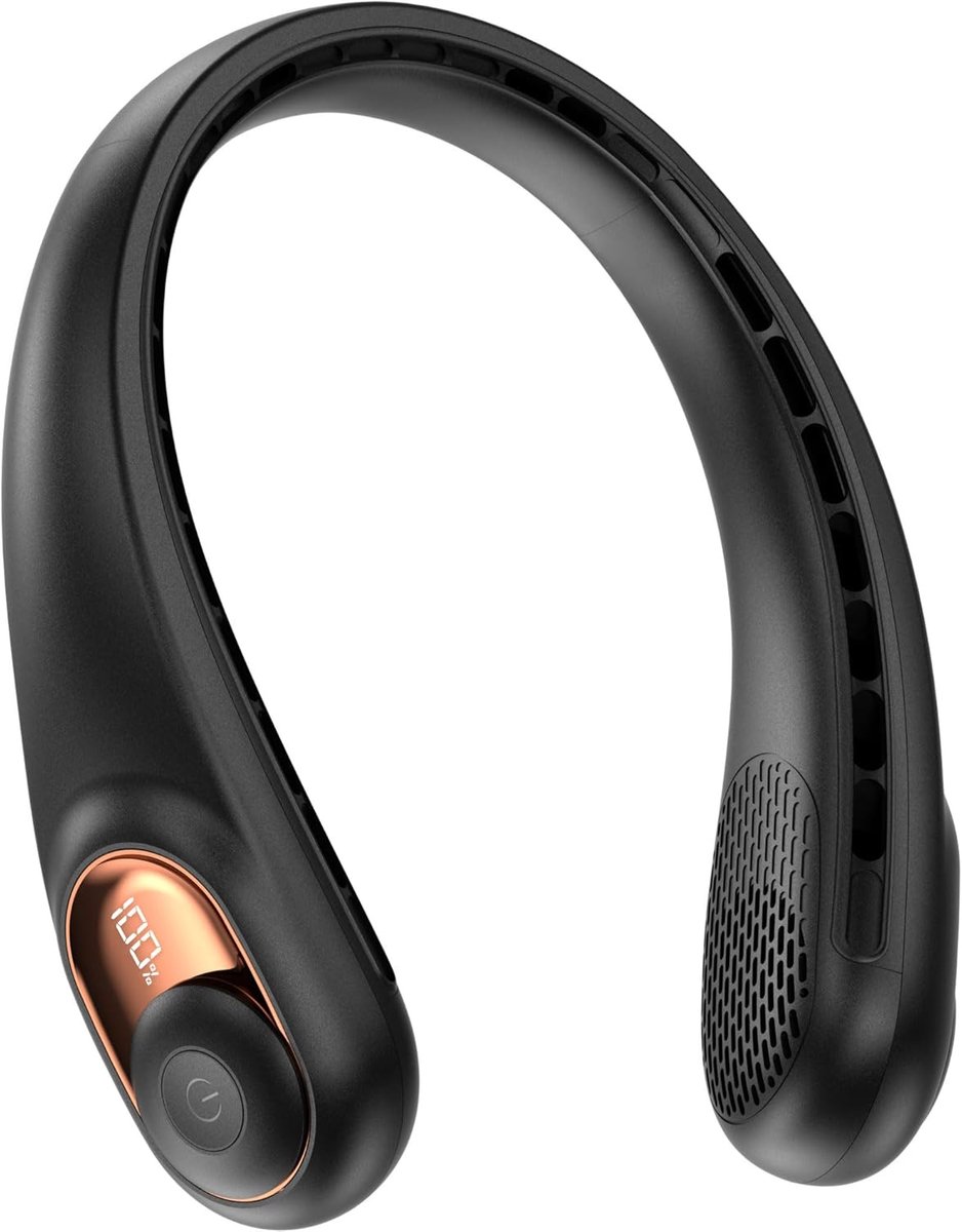 Nekventilator - Draagbaar - Bladeloze nekventilator - 360° luchtstroom - Ultrastil - Drie windsnelheden - 4000mAh batterij - Persoonlijk - USB oplaadbaar - Handsfree 1 stuk