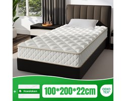 Matelas 90x200 - matelas 22cm d'épaisseur - 7 zones - matelas à ressorts ensachés - Orthopédique - Certifié OEKO-TEX - 10 Couches de Matériaux de Haute Qualité - Hypoallergénique - Matelas une personne - moyen - Pour Enfants et Adultes