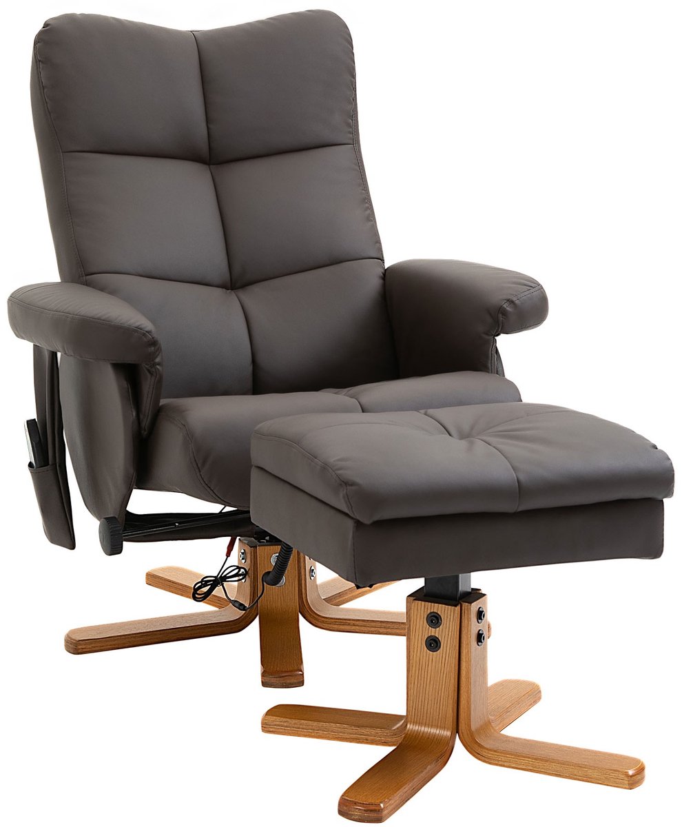 YYchan fauteuil met voetenbank - bruin - 80 x 86 x 99 cm