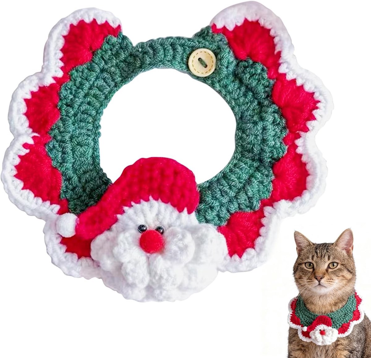 Dierenkostuum voor Kerst met Verstelbare Santa Ontwerp, Warme Sjaal en Hoed voor Honden en Katten, Ideaal voor Huisdieren en Feestdagen