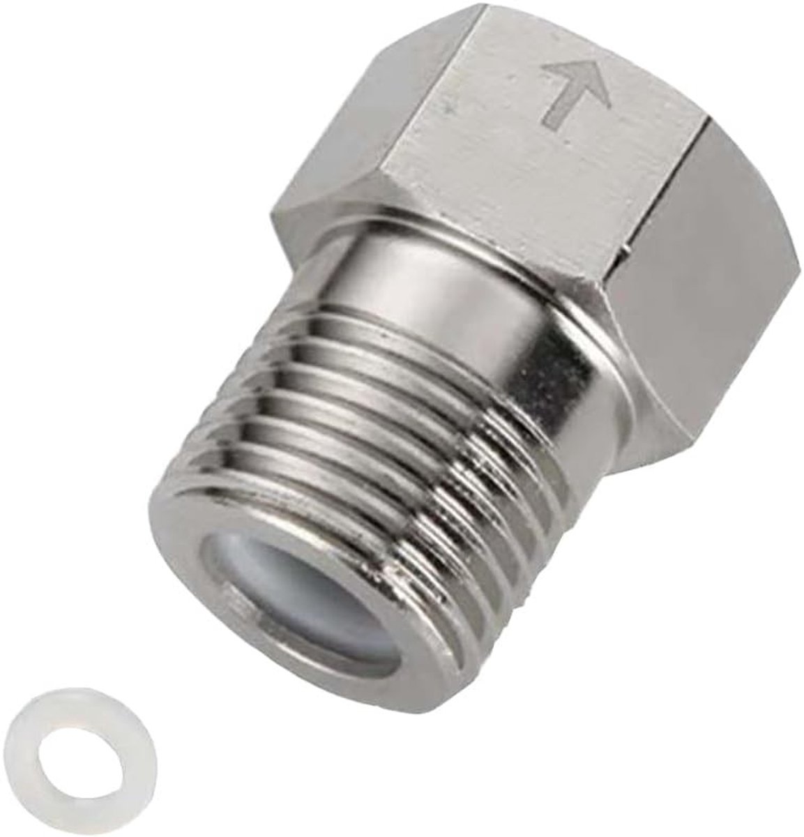 RVS terugslagklep 1/2 inch met mannelijke en vrouwelijke draadverbinding, voorkomt terugstroming met bijpassende ring, diameter 20 mm