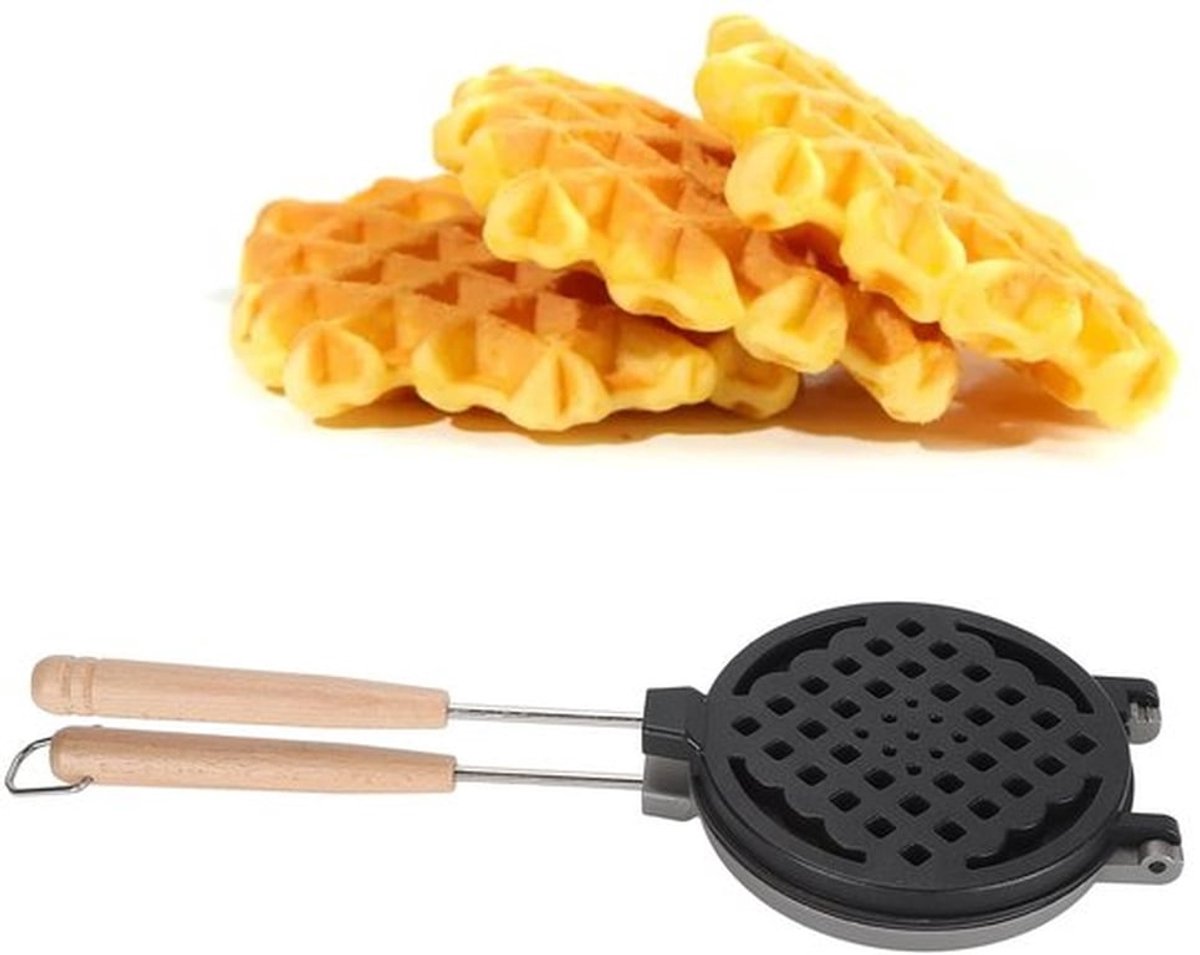 Wafelijzer met antiaanbaklaag, wafelijzer, wafelijzer, fornuis, keukengerei voor wafels, draagbare ontbijtmachine voor camping