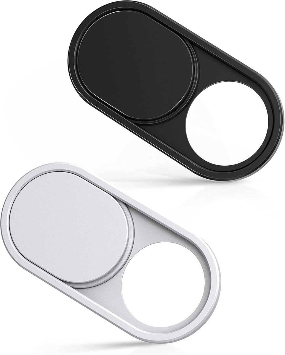 Webcam Cover voor Laptop, MacBook, iMac en Tablet - Bescherming voor Privacy en Beveiliging [1 Zwart + 1 Wit]
