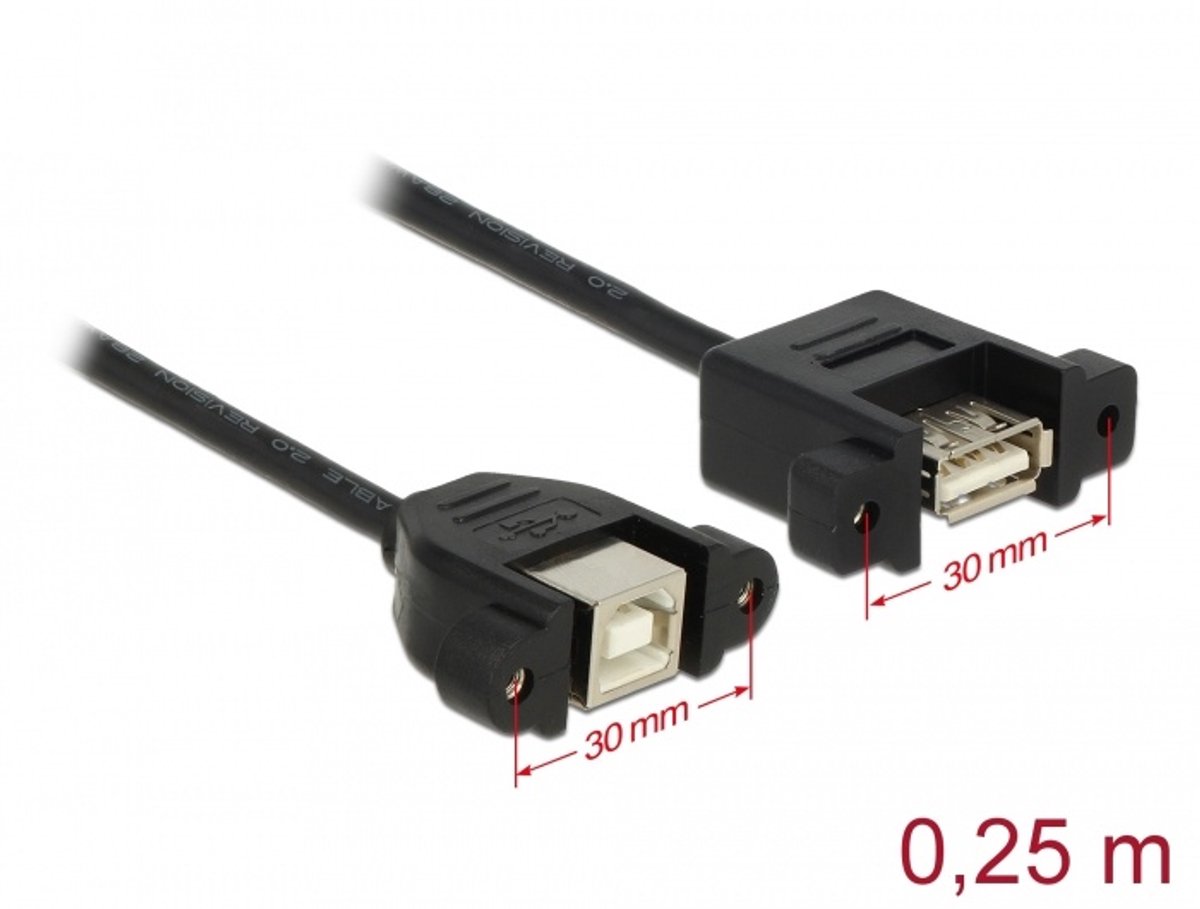 Image of Delock - USB 2.0 A Female naar USB 2.0 B Female - 0.25 m