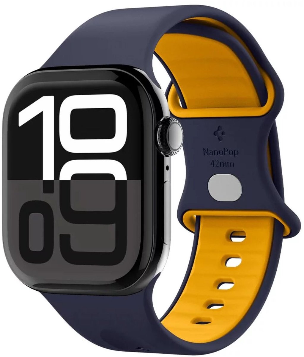 Spigen Nano Pop - Bandje Geschikt voor Apple Watch 1-10/SE - 42/41/40/38MM - Blauw Geel