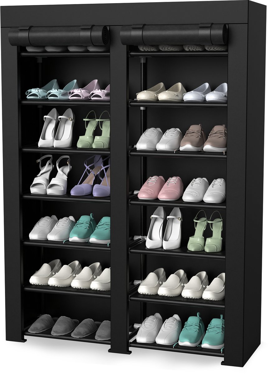 Bayt Schoenenrek - Schoenenkast - Schoenenbank - Zwart -91 x 29 x 124 cm