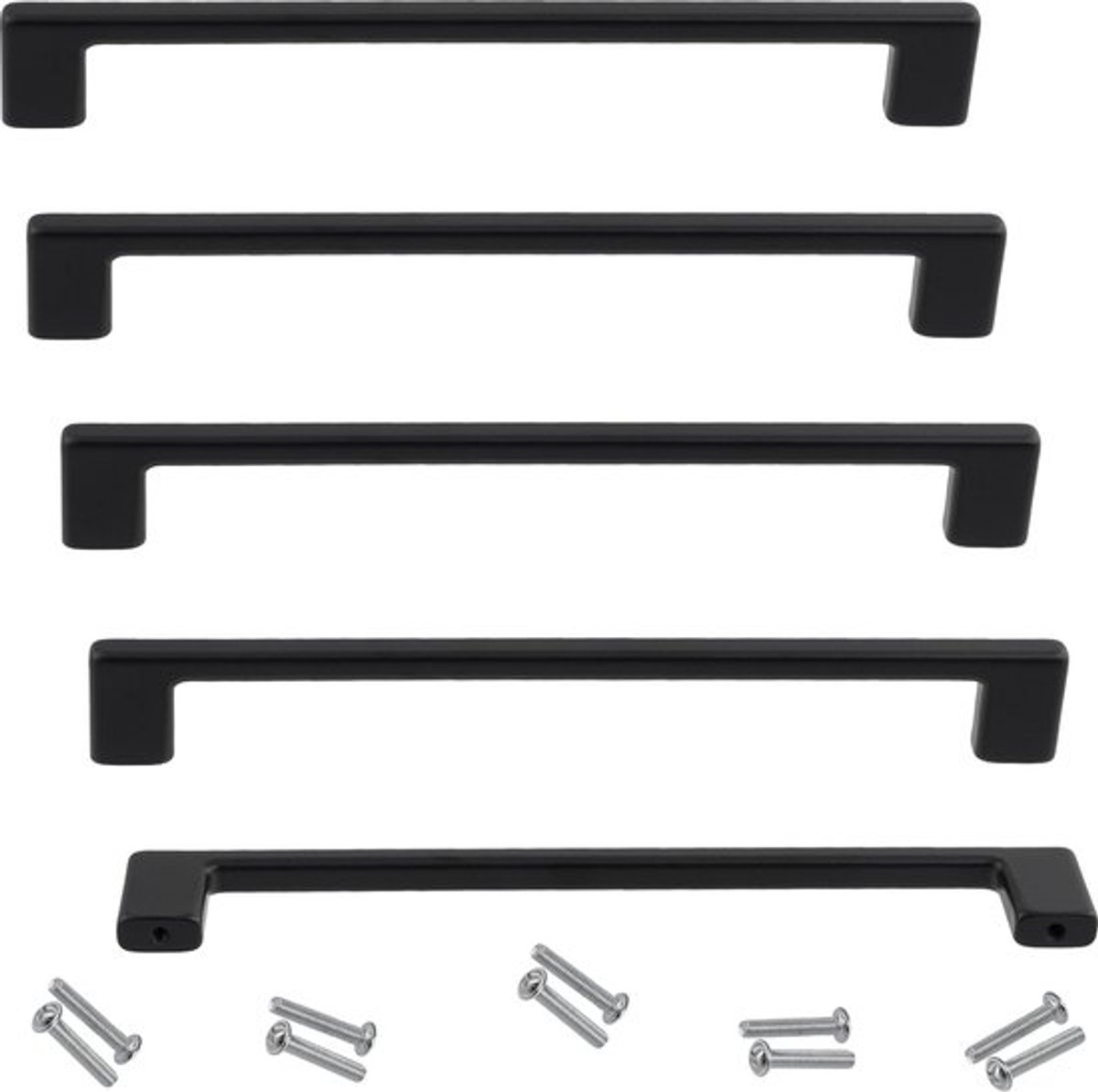C63899 - Set van 5 meubelhandgrepen - Asafstand 160 mm - voor kast, wandkast en lade - van metaal - matte zwarte afwerking