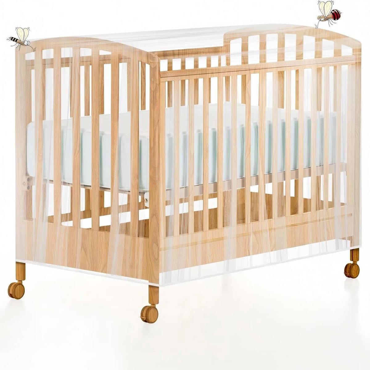 Muggennet voor kinderbedje en kinderwagen - Bescherming tegen insecten, ademend en eenvoudig te bevestigen