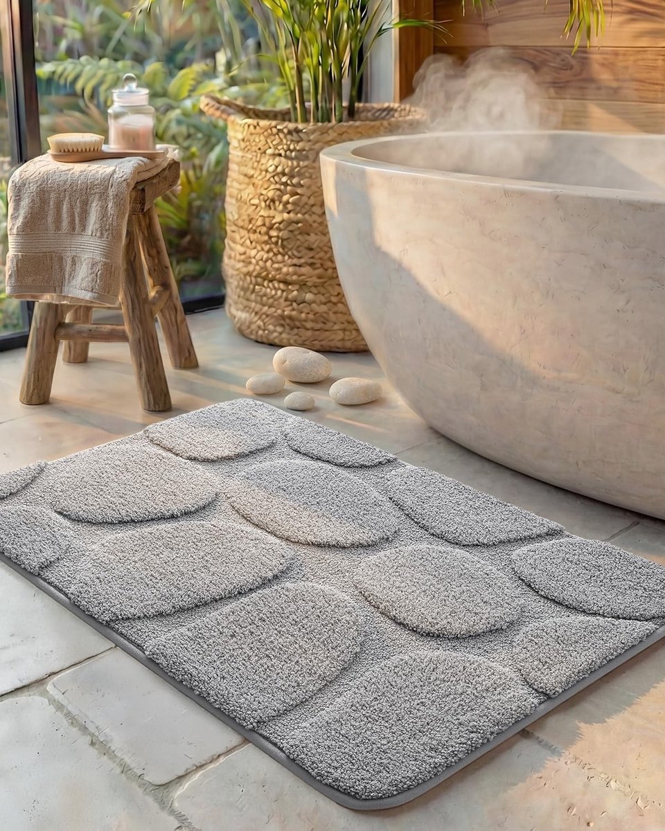 Non-slip en Wasbare Badmat van 44 x 76 cm, Absorberend en Zacht voor Badkamer en Douche, Grijs Kleur
