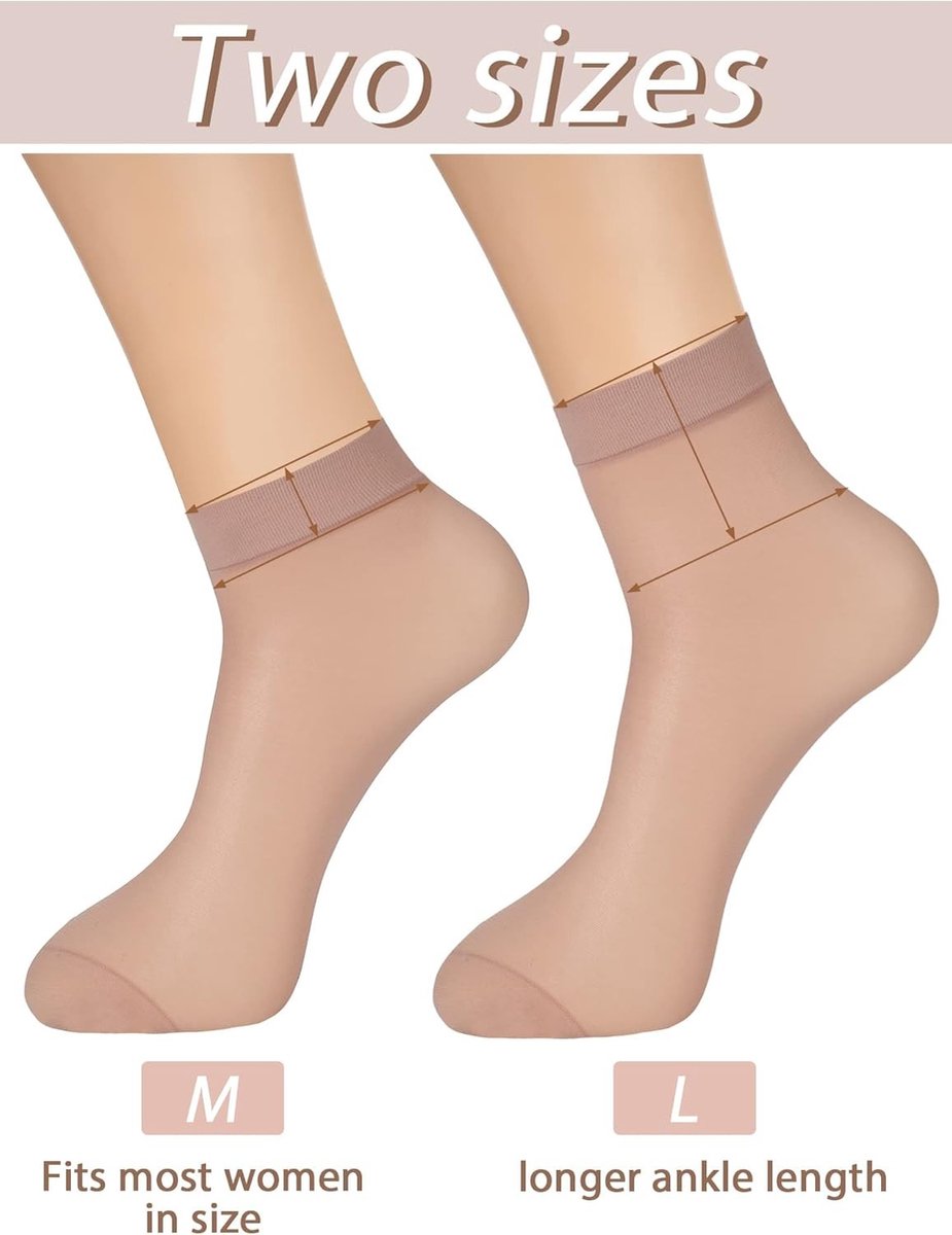Dunne Transparante Enkelsokken - 12 Paar Nylon Kousen voor Vrouwen en Meisjes, Perfect voor Elke Gelegenheid