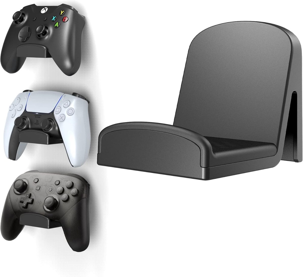 Thijox - Cozycase Universele Wandhouder voor PS4/PS5/Xbox/Switch Controller en Hoofdtelefoon, Zwart, Ruimtebesparend, 1 Stuk, Perfect voor Gamer Acces