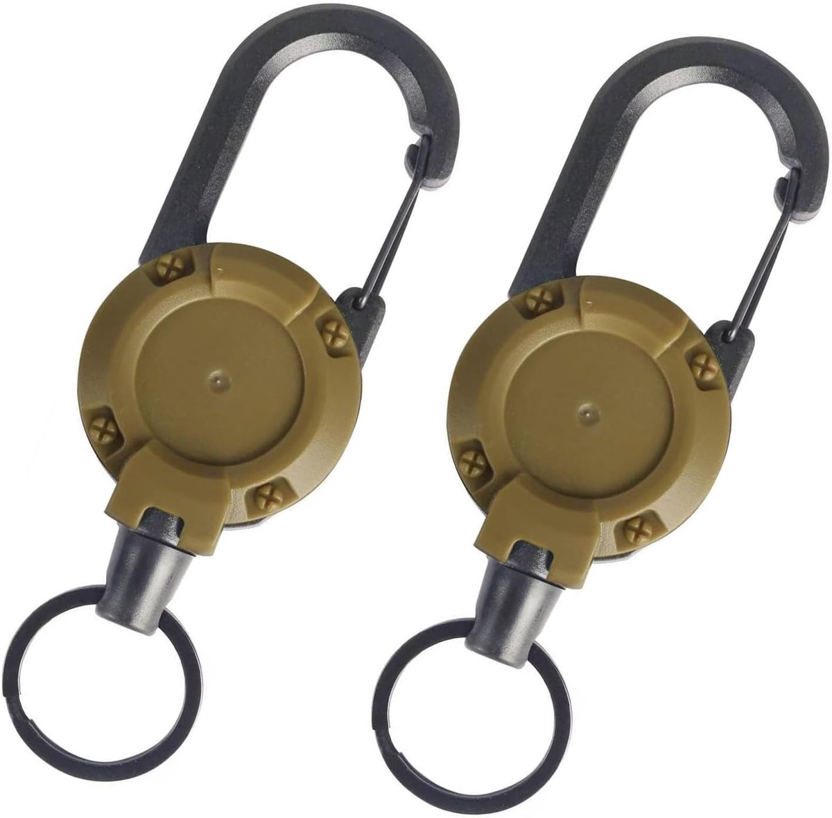 Draagbare 2-delige anti-verlies retractable stalen draad met rubberen coating, multifunctionele riem karabijnhaak clip met 70 cm rubberen koord, ideaal voor mannen en vrouwen, perfect voor outdoor activiteiten en gereedschap.
