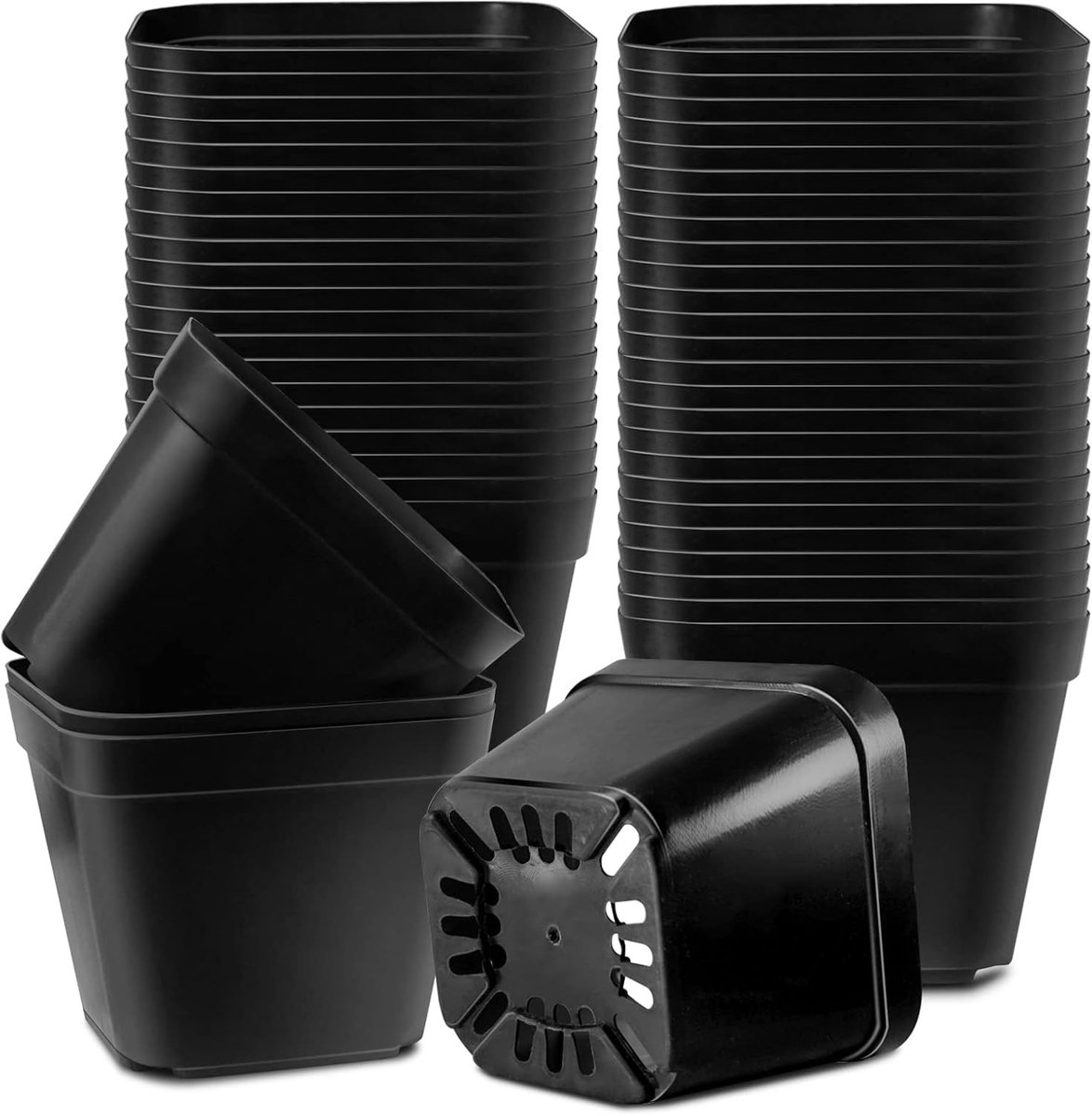 Zaadstartpotten voor bloemplanten, 10 cm - 20 stuks vierkante plastic potten voor groente, fruit en vetplanten, ideaal voor zaailingen en snijdingen