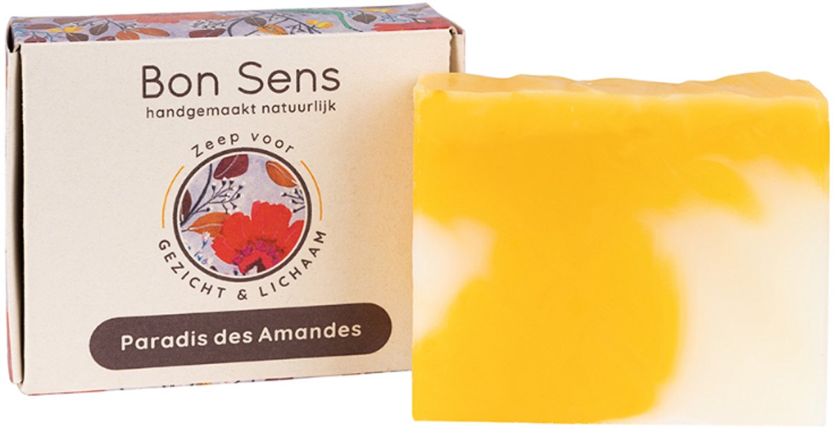 Le Bon Sens Paradis des Amandes Zeep 110 g - palmolievrij, zonder parabenen, vegan, biologisch afbreekbaar, handgemaakt, plasticvrij