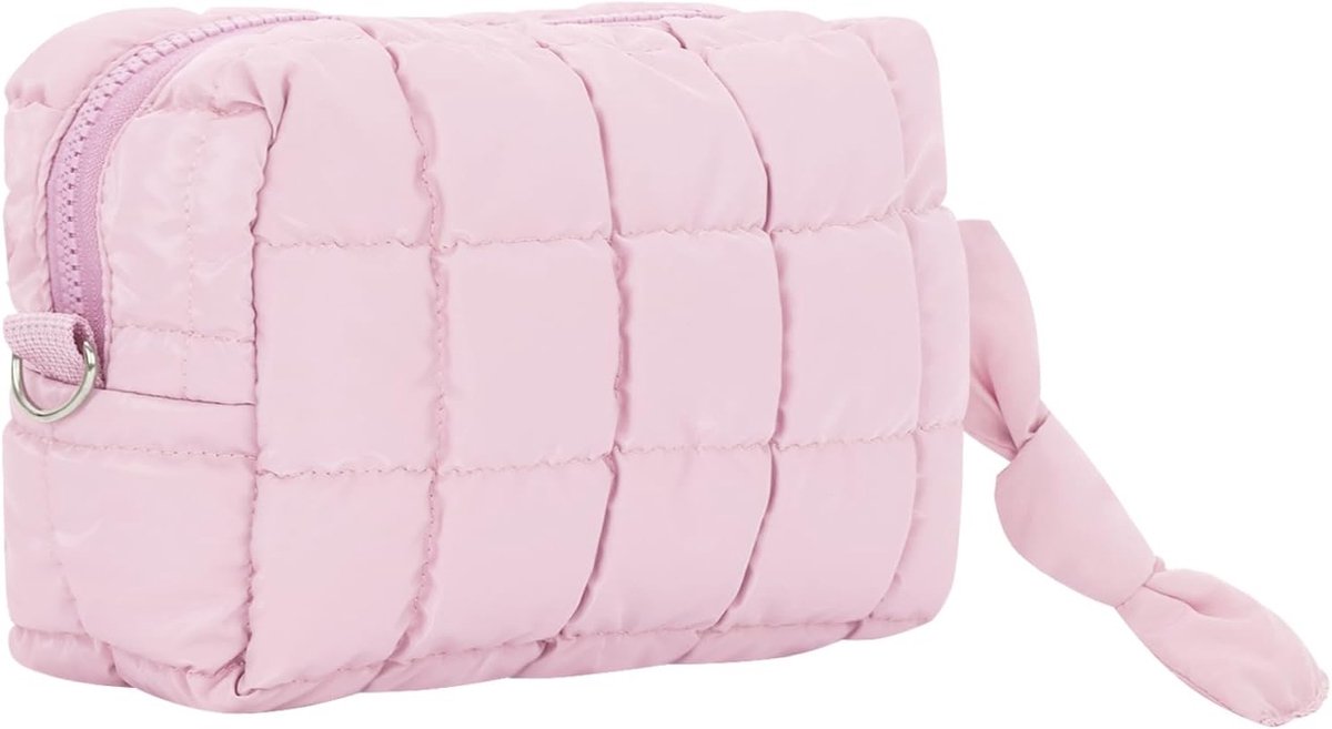 Padded Toilettas voor Reizen - Schattige Make-up Organizer in Roze, Ideaal voor Cosmetica en Toilettartikelen