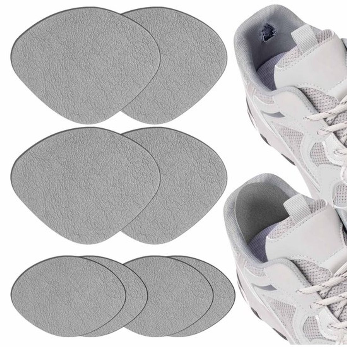 vaste reparatiepleister voor schoengaten, 4 paar sneakerhielreparatiepatch voor leren schoenen en hoge hakken, grijs