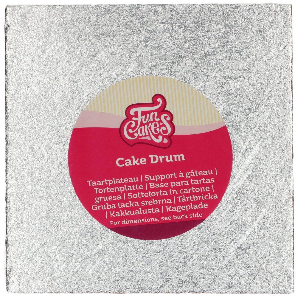 FunCakes Cake Drum Vierkant - Zilver - 17,5 cm / 12 mm - Taartonderlegger - Taartkarton