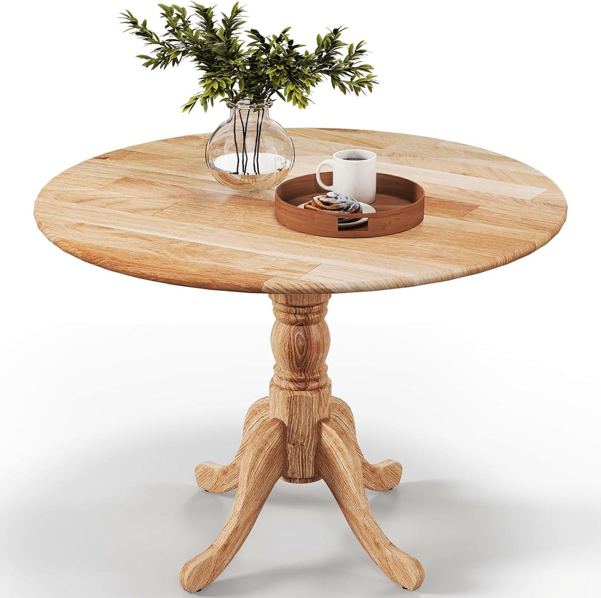 Rustieke Eettafel - Ronde Tafel Hout - Gezellig Tafelen - Massief Rubberhout Frame - 100 x 100 x 73 cm