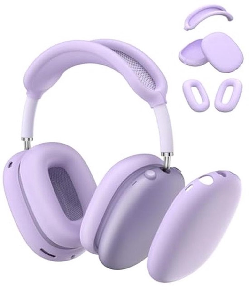 Zachte Siliconen Hoes voor Airpods Max - Hoofdband en Oorkussenhoes in Viooltje