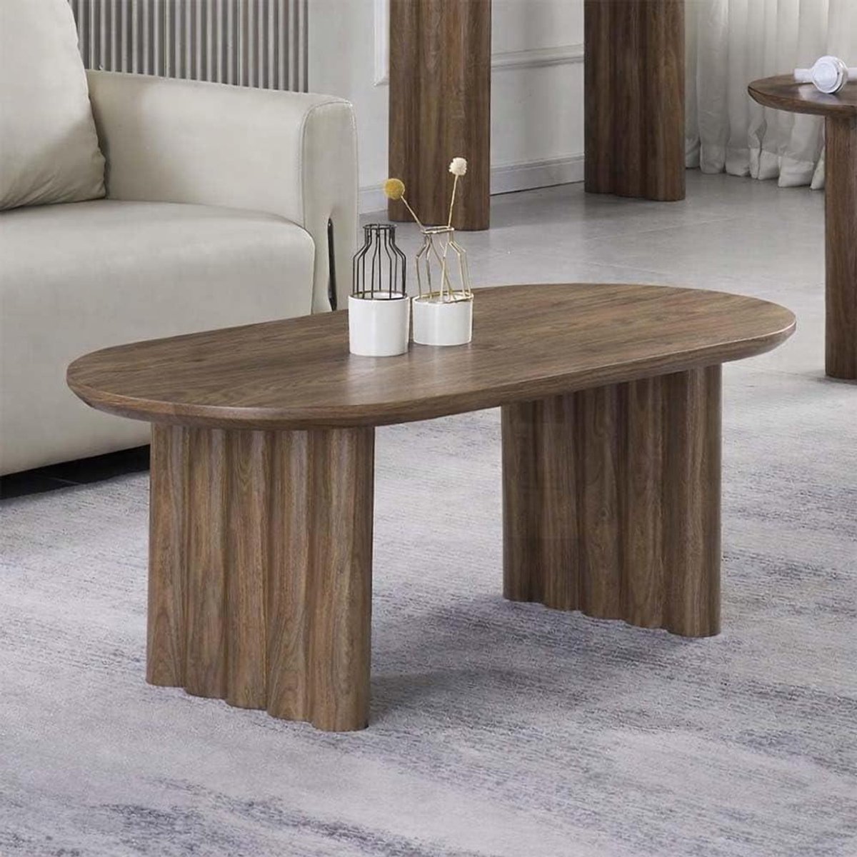 Salontafel - Koffietafel - Woonkamer Inrichten - Organisch Blad - 120 x 60 x 45 cm - Walnoot