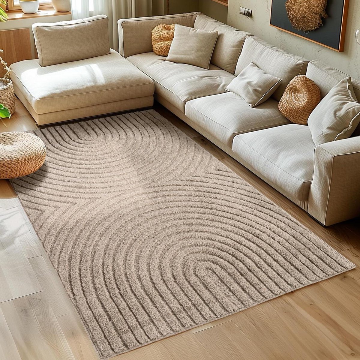 Woonkamer Vloerkleed - Hoogpolig Kleed - Interieur Verfraaien - Scandi Boho 3D Design - 14
