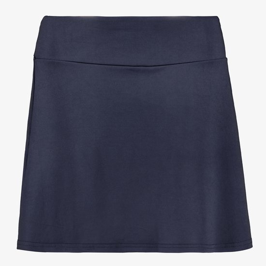 Donkerblauwe sportrok met een wijde, elastische tailleband.