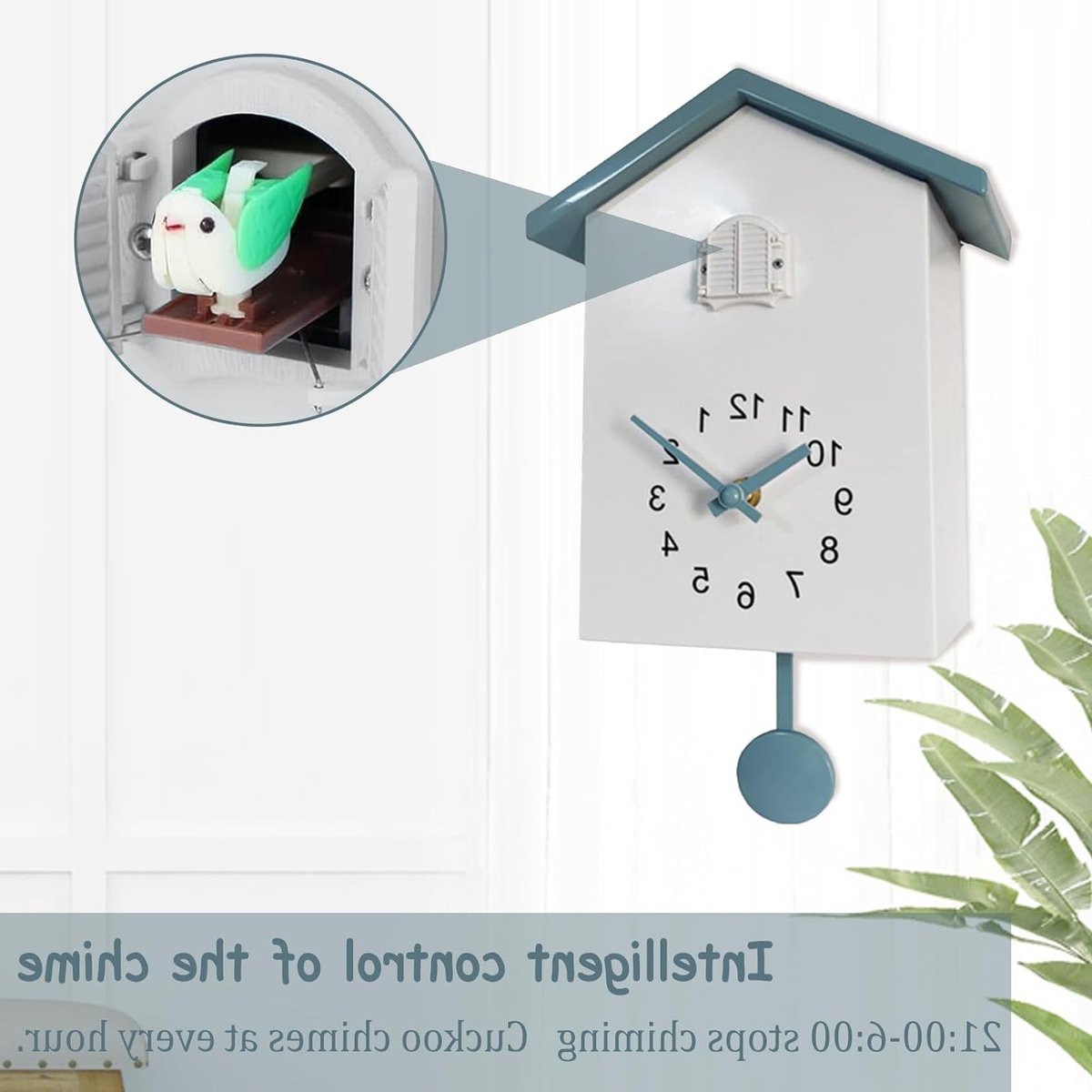 Moderne Klok met Nachtrust - Vintage Wanddecoratie voor Thuis, Woonkamer en Kantoor in Wit/Grijs