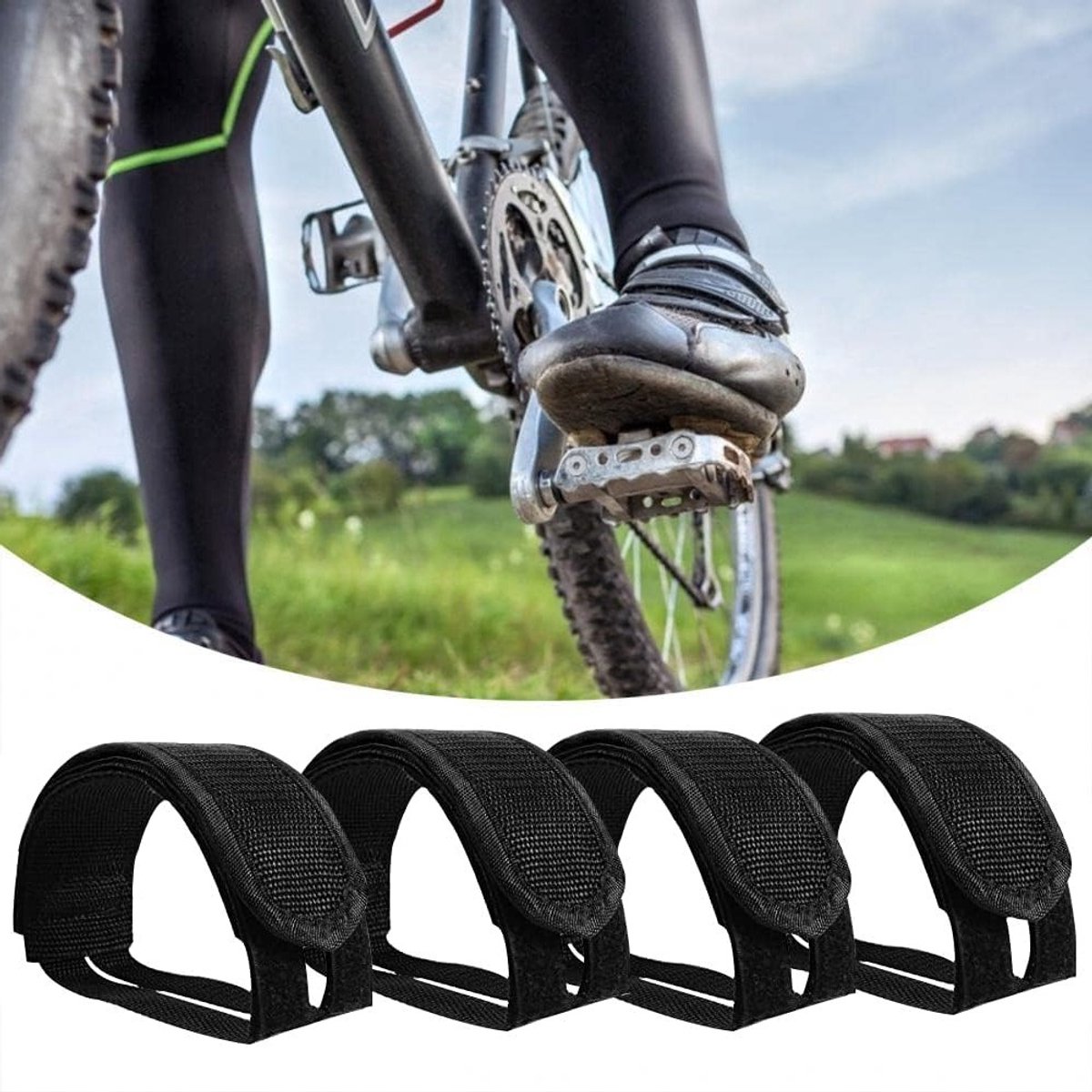 Fiets Pedal Straps voor Vast Versnelling Fietsen - 2 Paar Zwarte Voetbanden voor Optimale Grip en Comfort