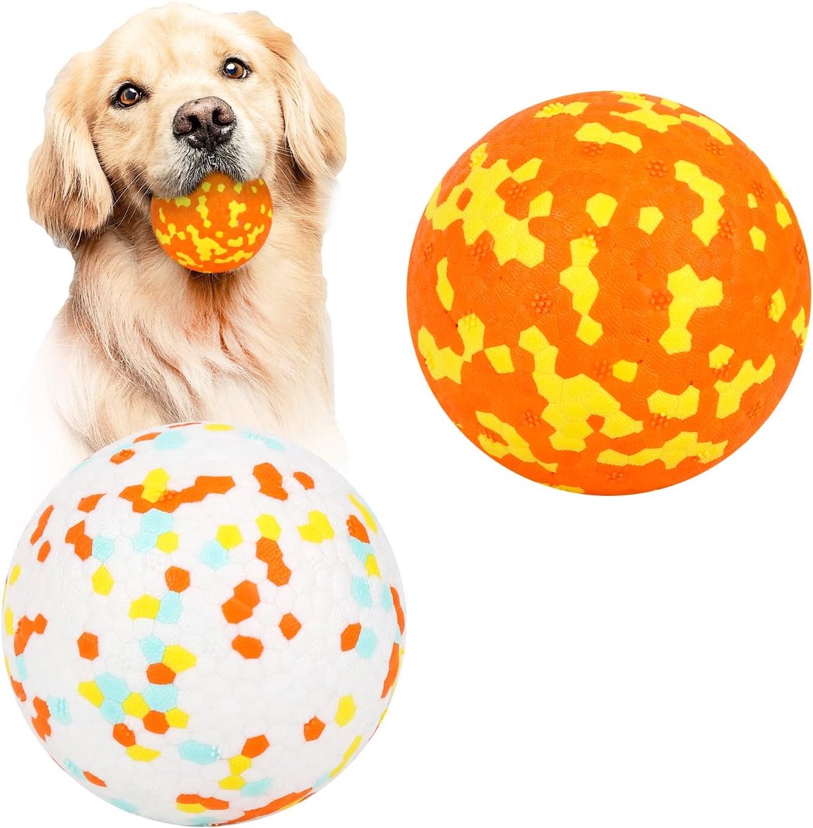 SnelShoppen - Pack van 2 Onverwoestbare Hondenspeelballen, Rubberen Interactieve Ballen, Duurzaam E-TPU, Geschikt voor Kleine, Middelgrote en Grote Ho
