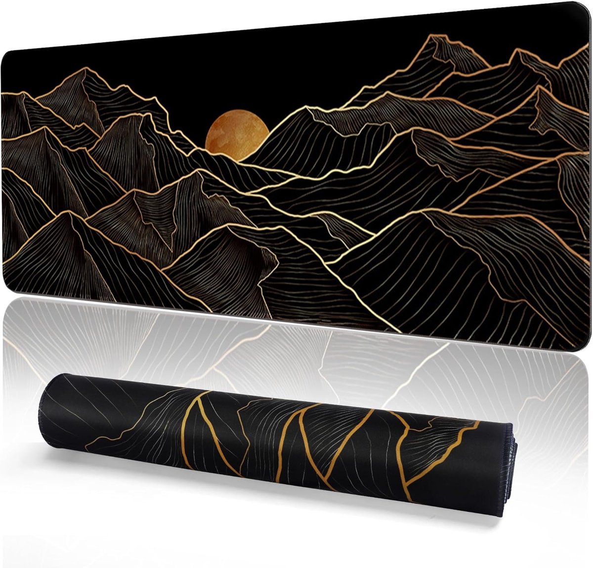 SnelShoppen - Desk mat 900 x 400 x 3 mm - Sunny Golden Mountain - Ondergrond voor Bureau - Perfect voor Thuiswerk, Gaming, Kantoor - Stijlvol en Funct
